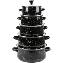 HERZBERG HG04128 Topf-Set 10-tlg. Bräter + Kasserolle + Kochtopf + Stielkasserolle + Dämpfeinsatz + Glasdeckel