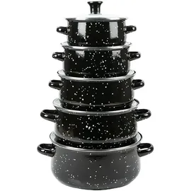 HERZBERG HG04128 Topf-Set 10-tlg. Bräter + Kasserolle + Kochtopf + Stielkasserolle + Dämpfeinsatz + Glasdeckel