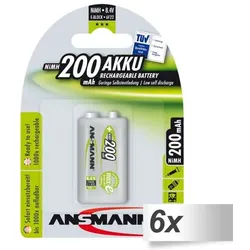 6x1 Ansmann maxE NiMH Akku 9V-Block 200 mAh         5035342
