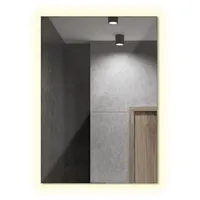 Tulup LED, Blaugrau, Glas, 70x50x2.4 cm, Spiegel, Wandspiegel -