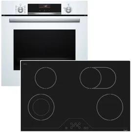 Bosch Herdset 3D-Heißluft EcoClean + h|tech Kochfeld 78 cm Bräterzone