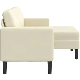 vidaXL 2-Sitzer-Sofa mit Chaiselongue L-Form Creme 125 cm Kunstleder