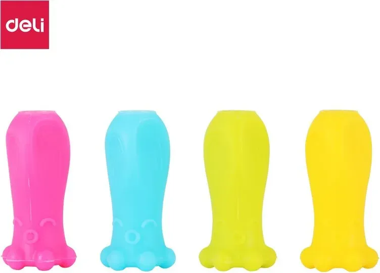 Deli Bleistift-Griffhalter, ergonomische Hilfe, verschiedene Farben, 4er-Pack
