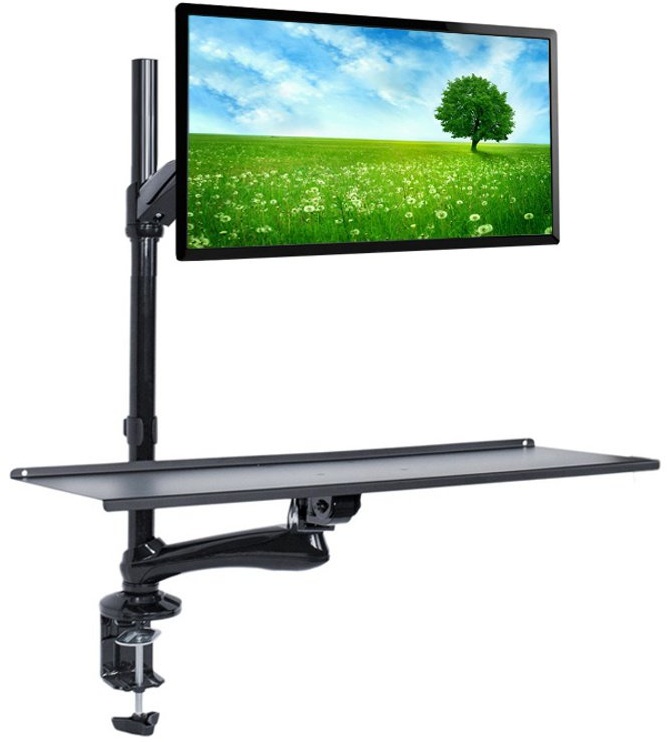 Maclean MC-681 Tischhalterung Monitor Tastatur Maus Standfuß Höhenverstellbar Halterung Halter 13" - 27" LED LCD Plasma