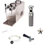 ich-zapfe Komplett Set - Zapfanlage Stream 50 Bierkoffer, Bierzapfanlage, Durchlaufkühler 2-leitig Trockenkühler, bis zu 55 Liter/h, Zapfkopf:köpi,zapfkopf 2:flach