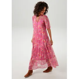 Aniston CASUAL Sommerkleid Blumen/Paisley Gelb/Orange/Pink/Rosa/Rot 44