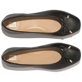FitFlop DELICATO Bow Soft Leather Ballet Flats Black