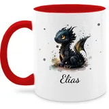 Tasse Tassen 325ml - Süßer Kleiner Drache mit Namen I Nachtdrache I Dragon I Drachen I Drachenzähmen - 325 ml - Rot - kaffeetasse name personalisierte wärmende schwarzer drachenmotiv kaffe und