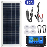 Aumotop Flexible Solarpanel Kit 300W 12V 24V Schaltbar, Komplettanlage Photovoltaik Panel mit Kabel 60A Solarzelle Outdoor Solar Ladegerät für Auto RV Boot Wohnwagen Hause Dach