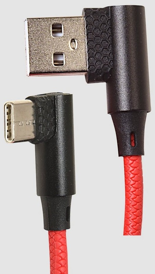 HEITECH 90 Grad Typ-C Winkel USB-C Kabel abgewinkelt Nylon für Smartphones rot USB-Kabel rot