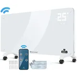 Kesser KESSER® Glaskonvektor Glasheizung Elektroheizkörper APP WiFi Funktion Inkl. Fernbedienung Elektroheizung Stand- oder Wand Heizung Heizkörper ? LCD-Display ? Timer 2500 Watt