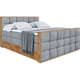 altdecor Boxspringbett mit Matratze Topper, Polsterbett mit Bettkasten, LOLLI2-Z KING - Grau