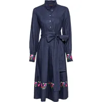 Reitmayer Leinenkleid mit Blumenstick Dunkelblau 38 - 38