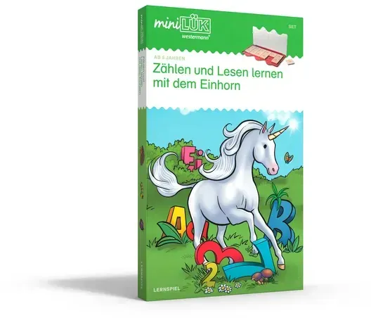 miniLÜK-Set-Kasten + Übungsheft/e / Vorschule/1. Klasse - Mathematik, Deutsch: Zählen und lesen lernen mit dem Einhorn