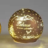 formano Deko-Kugel braun-Gold 12 cm mit LED Licht Timer Beleuchtete Glaskugel - Weihnachtsdekoration Tisch Regal Deko-Kugel Timer Weihnachtskugel zum Stellen Weihnachten