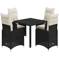 vidaXL 5-tlg Garten-Bistro-Set mit Kissen Schwarz Poly Rattan Modell 7