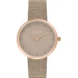 s.Oliver Damen Uhr Armbanduhr Edelstahl IP Rose Textil 2037708