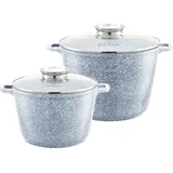 ZILNER 2-teiliges Topf-Set, 6,2L/10,2L Antihaft, Grau, Induktionstauglich, mit Deckel