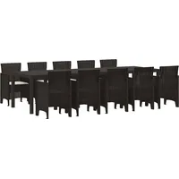 Garten Essgruppe mit Kissen 11 pcs Braun und Creme Rattan - Braun