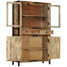 vidaXL Highboard 100x40x175 cm Massives Raues Mangoholz