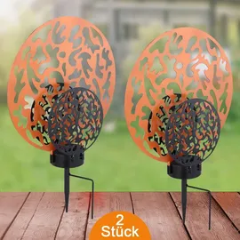 bmf-versand Solarleuchte Garten Kreis 2er Set 30 cm Solarlampe Außen Außenleuchte Solar - Schwarz