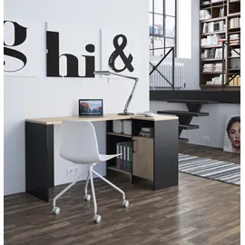 Gami Eckschreibtisch Liverpool Kiefer naturbelassen / Schwarz