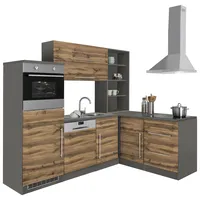 kochstation Winkelküche KS-Samos L-Form 230 x 170 cm braun