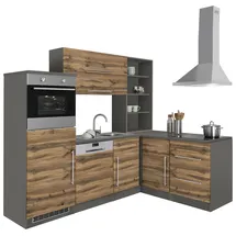 kochstation Winkelküche KS-Samos L-Form 230 x 170 cm braun