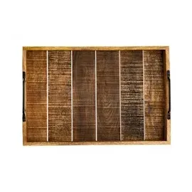 amagohome Serviertablett Holztablett Set 2 Stück 46x31cm Tablett Holz Serviertablett Deko Tablett Mangoholz