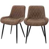 ML-Design 2er Set Esszimmerstühle mit Rücken- und Armlehnen, Braun, PU-Kunstleder