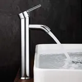 Famille - gabrielle Badezimmer-Wasserhahn mit hohem Waschtisch-Wasserhahn für Waschbecken oder Badezimmerwaschbecken, heiß und kalt verstellbarer