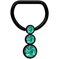 Brustwarzenpiercing ADELIA ́S "Piercing  Brustpiercing", Damen, grün, Stahl, modisch, Piercings, Stahl - Klemm-Brustring PVD schwarz mit Steinkugeln