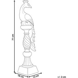 Beliani Gartenfigur Haarby Pfau Gold
