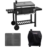 Holzkohlegrill Set Abdeckhaube Grillplatte Smoker Grillwagen BBQ TAINO HERO XXL