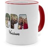 PhotoFancy® - Fototasse 'Opa' - Personalisierte Tasse mit eigenem Foto und Text selbst gestalten - Rot