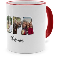 PhotoFancy® - Fototasse 'OPA' - Personalisierte Tasse mit eigenem Foto und Text selbst gestalten - Rot