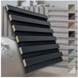 marbet design Wandpaneel, (Akustikpaneele Akustikquadrate 30x30cm Wandverkleidung Holz - (1 Paneel, schwarz - schwarz matt) Lamellenverkleidung Holzwand natur)