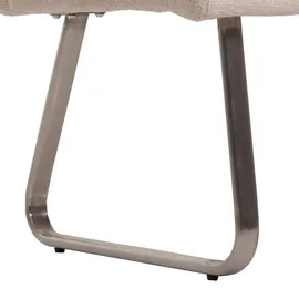 MCW Esszimmer-Set MCW-G55, 4er-Set Stuhl + Sitzbank 160cm, Edelstahl gebürstet Stoff/Textil Chenille ~ creme