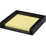 Wedo 631801 Zettelbox Black Office aus Acrylglas, 50 Blatt Haftnotizen, Gummifüße 76 x 76 mm, im Geschenkkarton, Schwarz