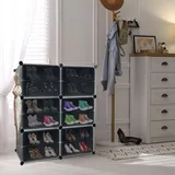 YUENFONG Schuhregal Schuhablage Schuh Organizer Schuhregale aus Kunststoff mit durchsichtig Tür, Schuhschrank Platzsparend Schuhboxen, für Schuhen, Spielzeug, Kleidung(82×32×93cm)