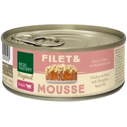 REAL NATURE Filet & Mousse Adult Huhn & Rind mit Kürbiskernöl 24x85 g