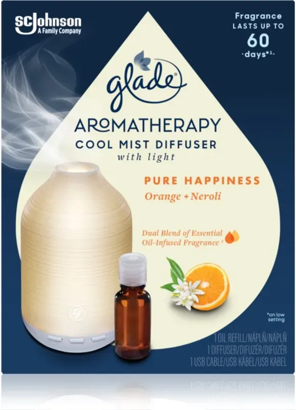 GLADE Aromatherapy Pure Happiness Aroma Diffuser mit Füllung Orange + Neroli 17,4 ml