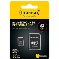Intenso microSDHC Card 32GB, Performance, Class 10, U1