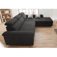 Ecksofa JOCKENHÖFER GRUPPE "Landshut L-Form" Sofas Gr. B/H/T: 295cm x 102cm x 214cm, Struktur, Ottomane beidseitig montierbar, mit Bettfunktion-mit Rückenteilverstellung-mit Kopfteilverstellung, grau (anthrazit) inklusive Bettfunktion, Kopf- bzw. Rückenteilverstellung