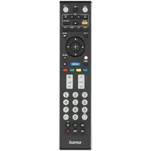 Hama Universalfernbedienung für Sony TVs (Infrarot, lernfähig, leuchtende Tasten, smarte Taste, Easy Mode Funktion, ergonomische Haupttasten, 10m Reichweite) schwarz