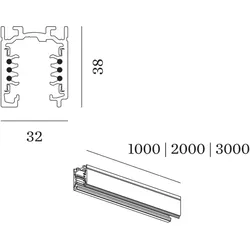 Schiene für 3-Phasen System - Weiß / 2.0 Meter Schiene