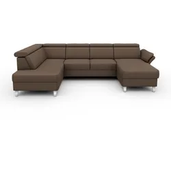 Wohnlandschaft SIT & MORE "Vincenzo U-Form", braun, B:317cm H:84cm T:93cm, Sofas, inklusive Kopfteilverstellung, wahlweise mit Bettfunktion, Bettkasten
