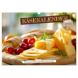 Calvendo Käsekalender - mit Gourmet Käse und Platten durchs Jahr (Wandkalender 2026 DIN A3 quer), CALVENDO Monatskalender: