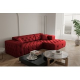 Fun Möbel Ecksofa Designersofa CHANTAL in Stoff Opera Velvet Rubinrot Ottomane Rechts