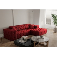 Fun Möbel Ecksofa Designersofa CHANTAL in Stoff Opera Velvet Rubinrot Ottomane Rechts